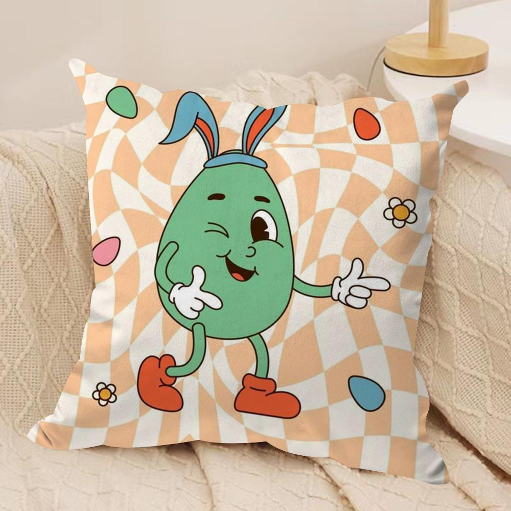 Easter Day Cushion Cover Silky Short Plush DoubleSided Printed Pillow Case for Sofa All Seasons Home Decor Gift