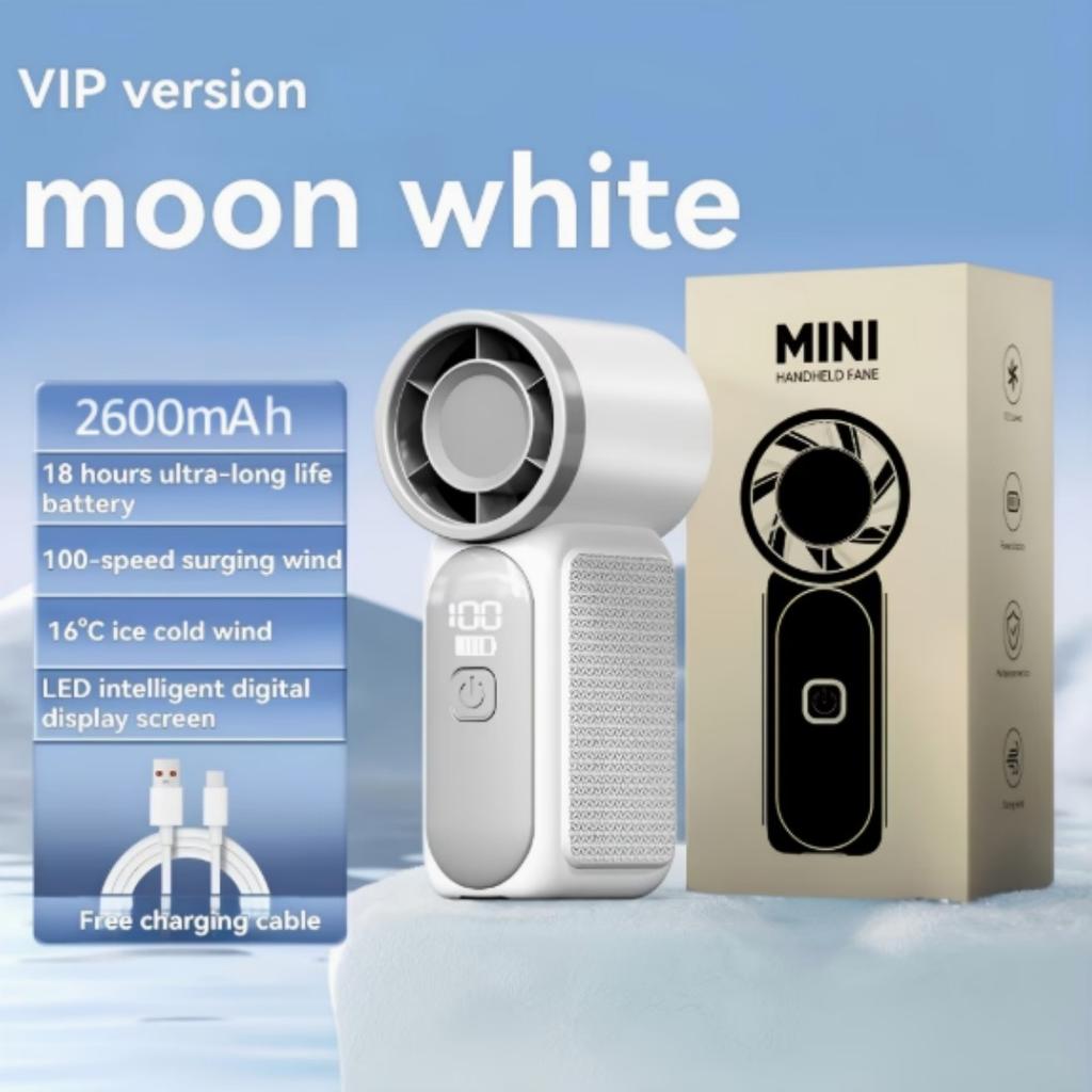 2026 New Model High-Speed Mini Handheld Fan 100-Speed Turbo Blower USB Rechargeable Long-Lasting Portable Outdoor Cooling Fan