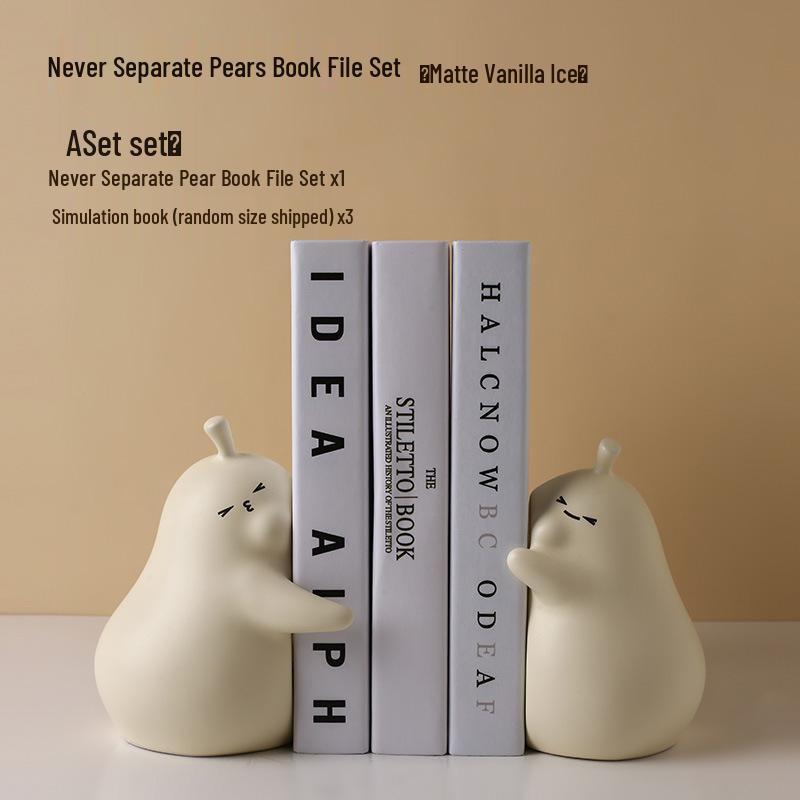 Cute Ceramic Pear Hugging Bookend - Charming Home Decor & Perfect Valentine's or Birthday Gift