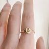 Exquisite Gold Color Carving Flower Ring Simple Fashion Gold Color Metal Sunflower Ring Party Engagement Jewelry Gift