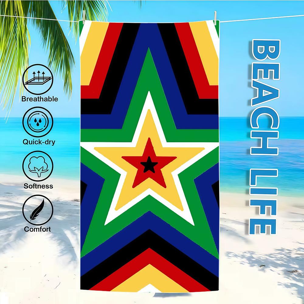 

Towel Textile Bathrobe Beach Five-pointed Quick-Drying Lightweight Portable Camping Stars Concentric Swim Colorful Pool Travel W40*H60(CM)