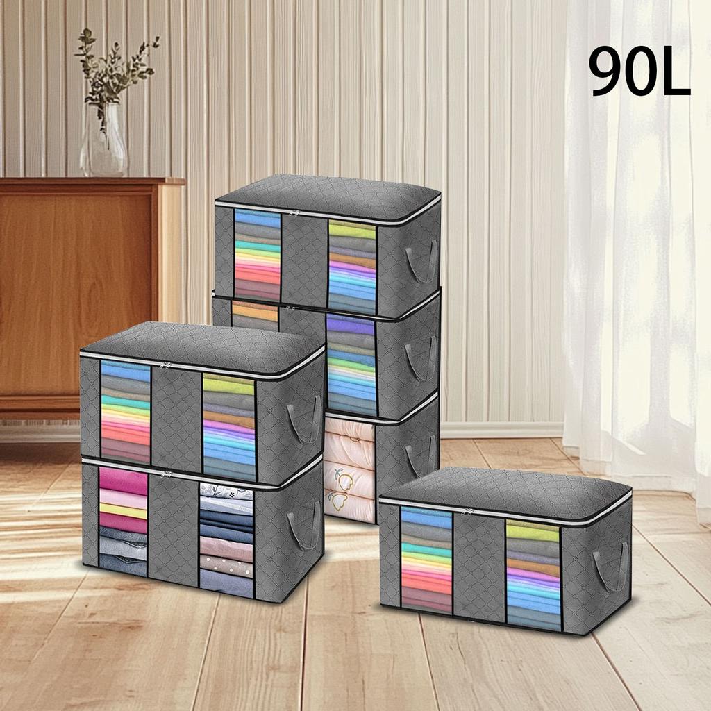 90L Large Storage Bags, Foldable Closet Organizer And Storage Bags With Handles, Thick Fabric For Blankets, Quilts, Clothes, Bedding