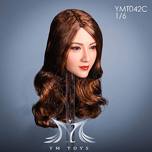 [TOYBARJAPAN] 1/6 Scale Action Figure Head, YMTOYS YMT042C, Pure, Long Brown Hair, Beautiful Asian College Student (Body and Outfit Not Included)