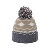 2025 Autumn and Winter New Geometric Rhombus Jacquard Wool Knitted Hat Fleece Thickened Thermal Hat Winter Hat Men and Women
