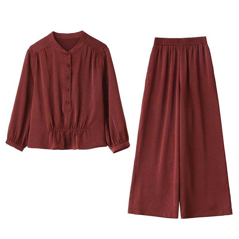 2025 Women's Spring Fashion Set: Stand-Up Collar Jacket & Wide Leg Pants