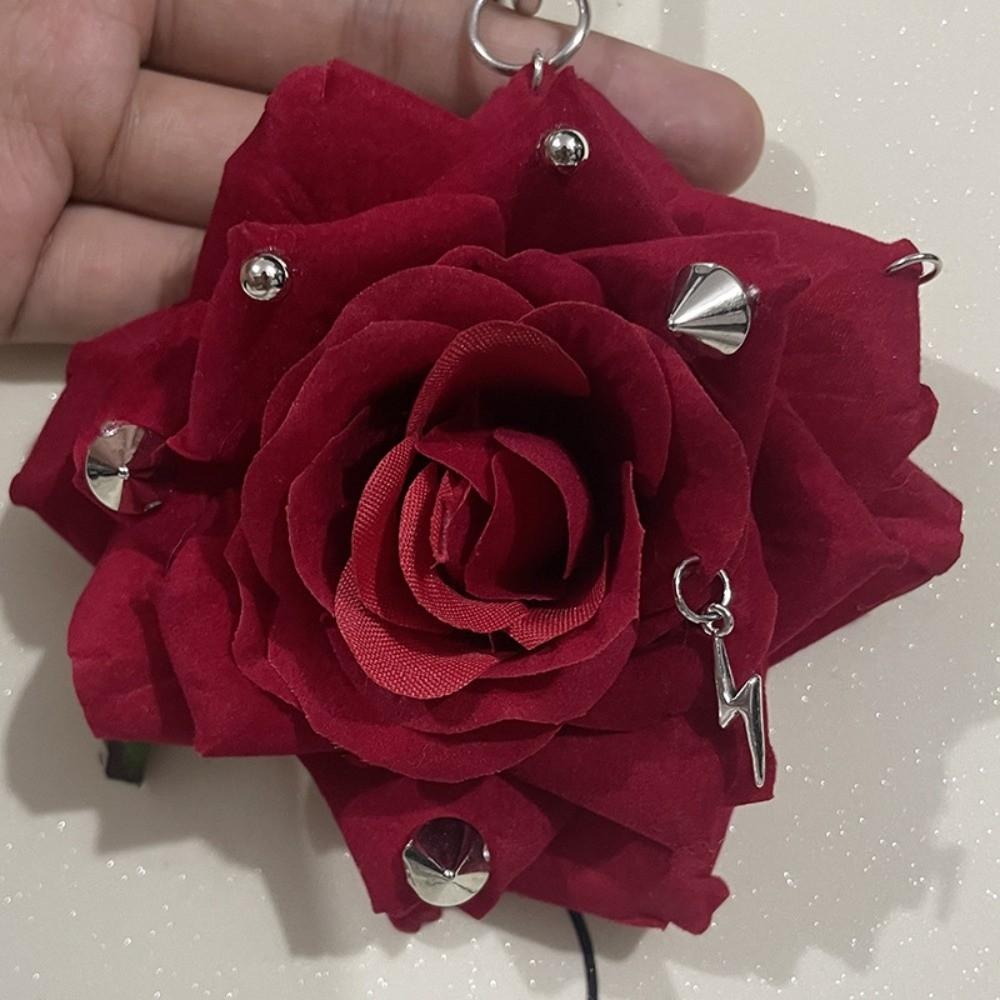 Exquisite Design Handmade Rose Keychain Rose Shape Imitation Flowers Pendant Keychain Decoration