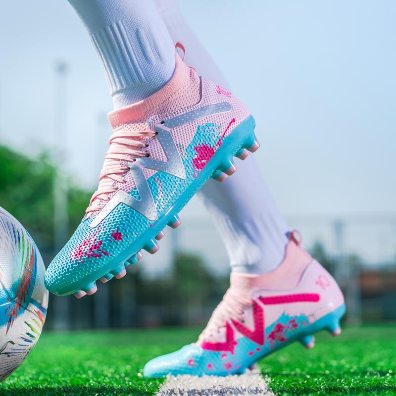 35-45 Men's High-top Large Size Football Shoes Long Nail Anti-slip Resistance TPR Artificial Captain Outdoor Youth Children Football Shoes