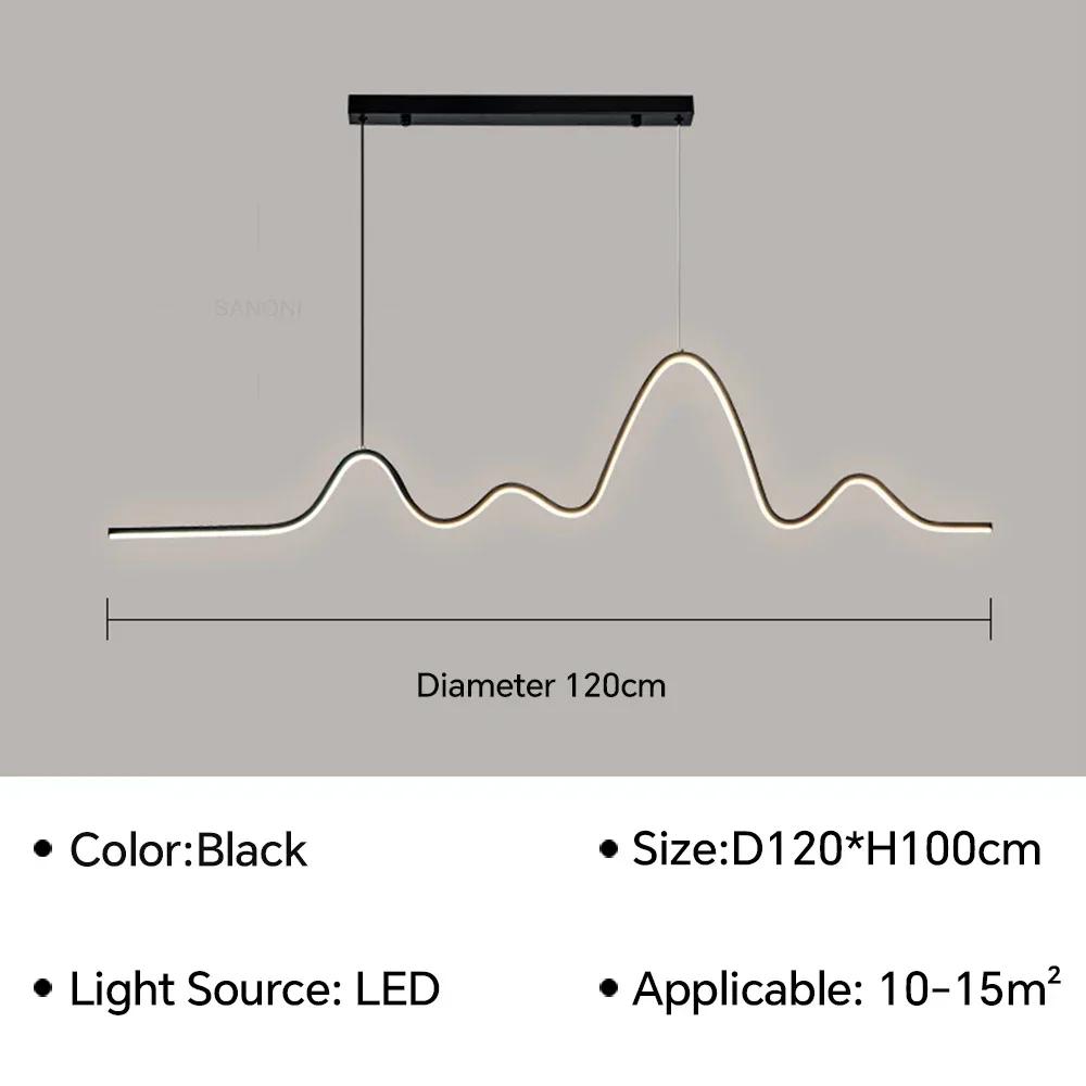 

Современные светодиодные подвесные светильники для гостиной, столовой, спальни, ресторана, минималистичные подвесные светильники для потолка, украшение дома, блеск Cold White(no RC) чёрный