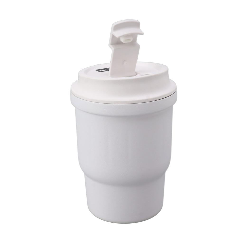 Metal Coffee Mug 450ml White Food Grade Silicone Double Layer Anti Slip Stainless Steel Mug for Camping Travel Car