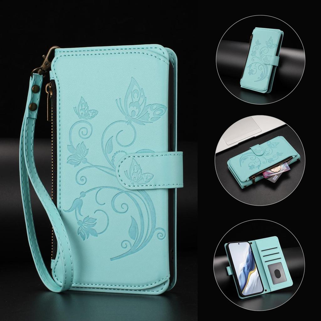 3D Butterfly Folwer Leather Phone Wallet Case Book Stand For iPhone 17 16 Pro Max Samsung S25 Xiaomi Redmi Honor Oppo Moto Google Card Slot Flip Cover