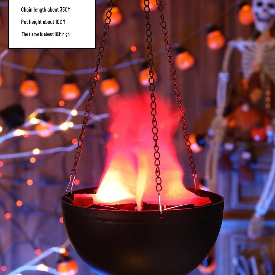 LED Halloween Flammen Feuerstelle Ornamente - Gruselige Hängedekorationen mit künstlichen Flammen für Spukhaus