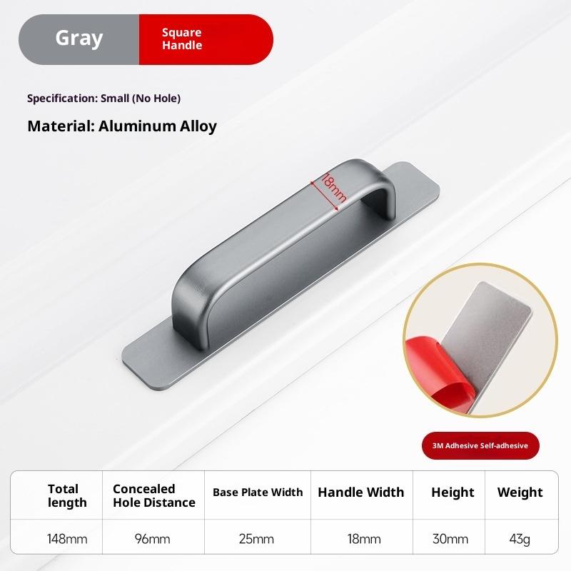 Aluminum Alloy Handle Glass Sliding Door Window Drawer Wardrobe Drill-free Push-pull Bathroom Sticker Door Handle