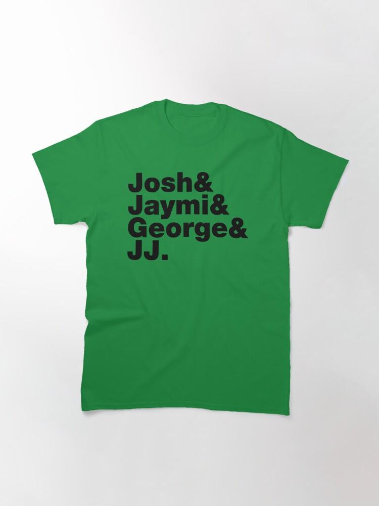 Westlife Josh _amp_ Jaymi _amp_ George _amp_ JJ (black Writing) Fitted Classic T-Shirt