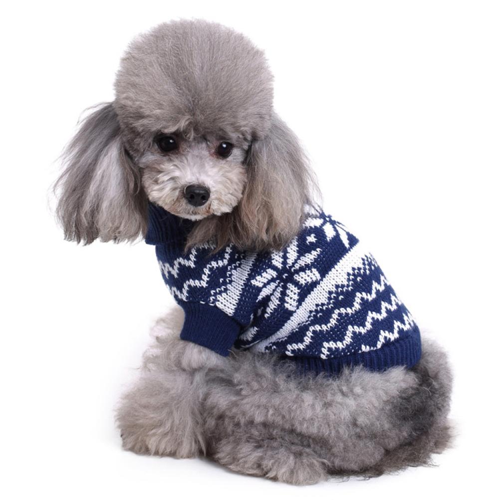 Pet Christmas Sweater Winter Dog Clothes Knitted Costumes Thick Warm Polyester Material Durable Turtleneck Festive Printing