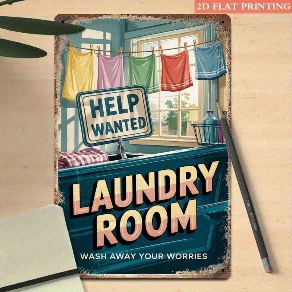 Vintage Iron Wall Art Sign 8x12 Inch, Metal Poster for Kitchen Laundry Room Decor