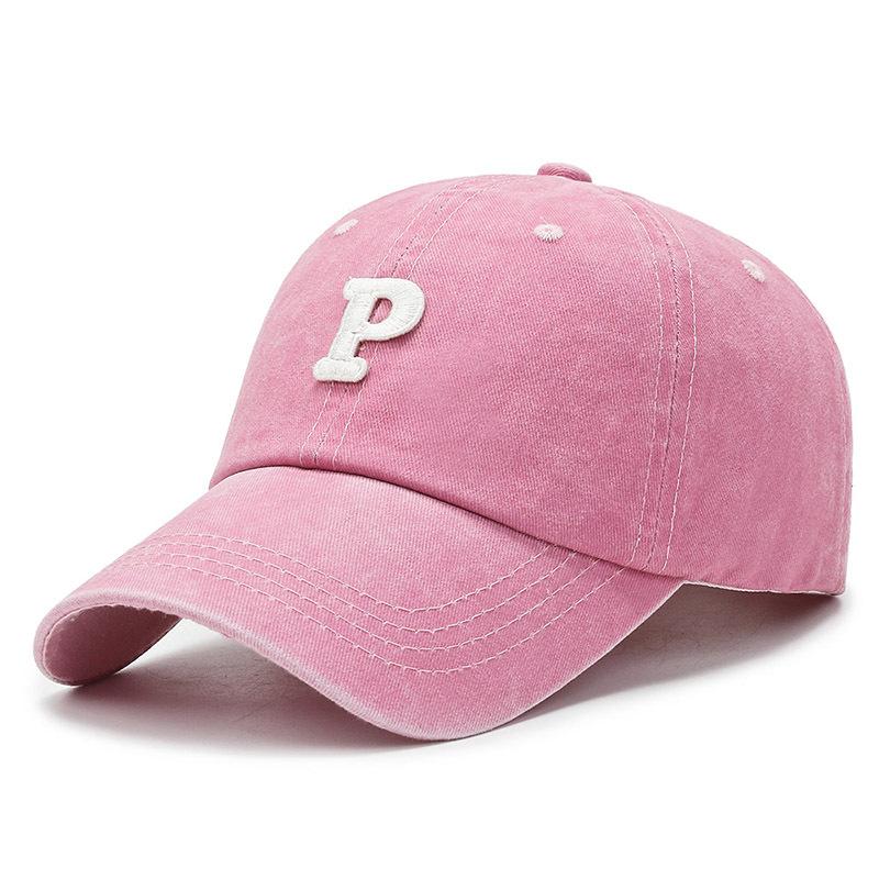 New Version of High-quality Patch P Letter Baseball Cap Spring and Autumn Versatile Cap Curved Brim Washing Cap Sun Protection Cap