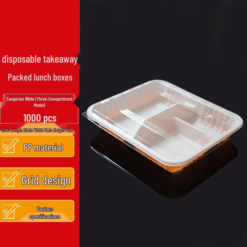 Homeglen Einweg-Rechteckige Lunchboxen mit Fächern und Deckeln