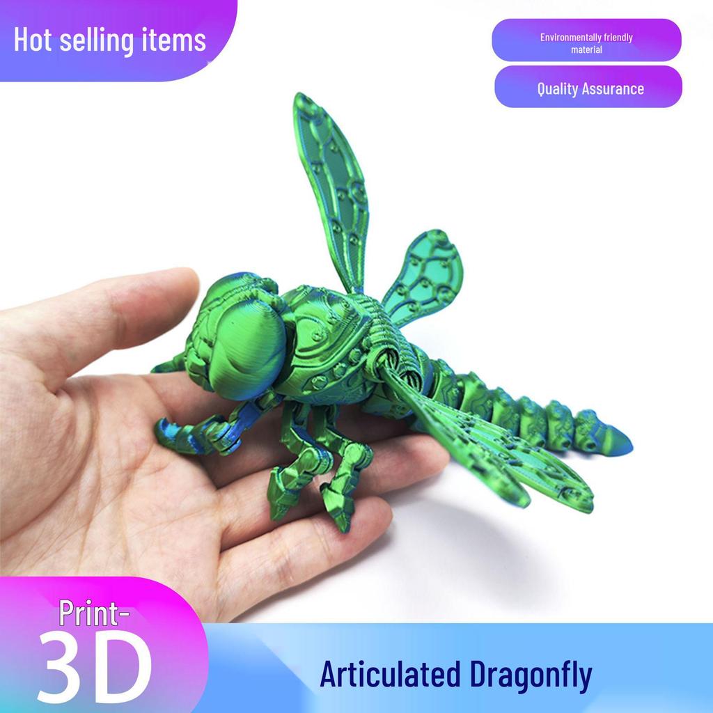 Articulated Dragonfly Figure with Movable Wings - Transformable and Realistic 3D Printed Toy Ornament Gift
