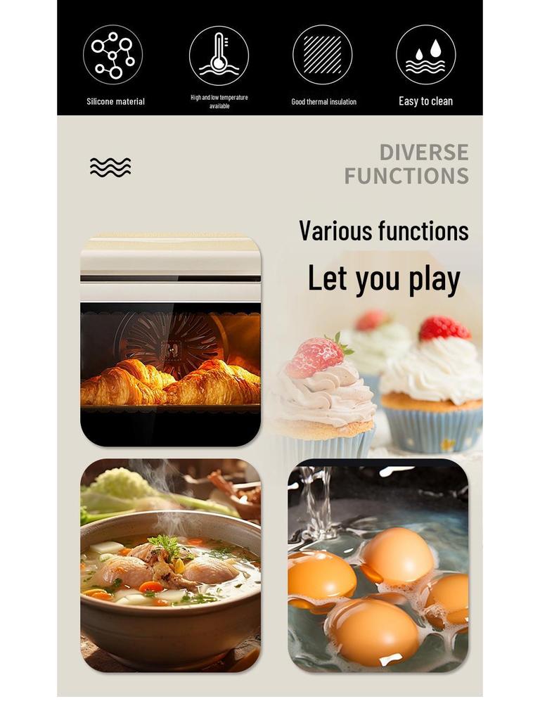 Silicone Non-Slip Heat Resistant Oven Gloves - Anti-Scalding, Ideal for Baking and Microwaves.