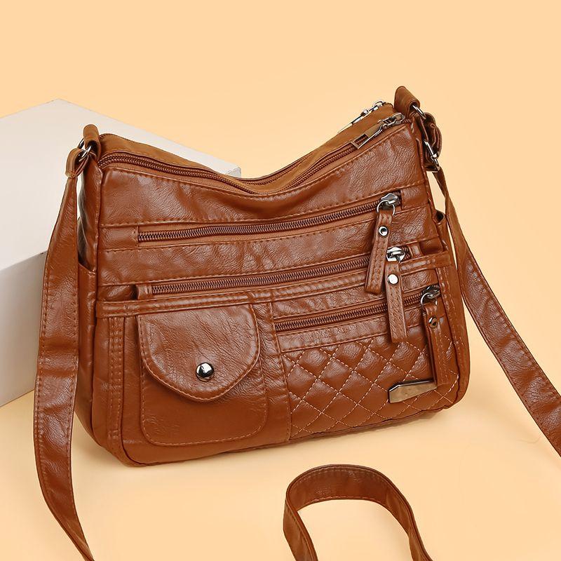 Ladies' Fashionable PU Leather Multi-layer Large Capacity Versatile Women's Bag, Single Shoulder Crossbody Bag