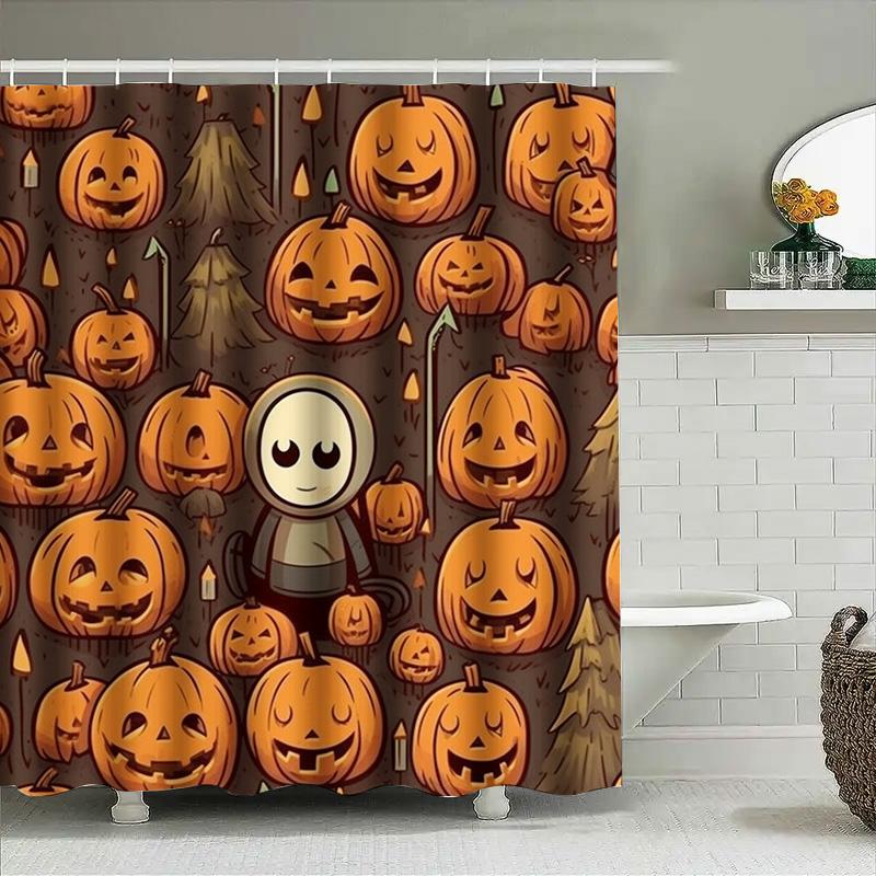 

1Pchalloween Cartoon Pumpkin Shower Curtain For Bathroom Kids Baby Room Decoration W60H190(CM)-1 Pcs