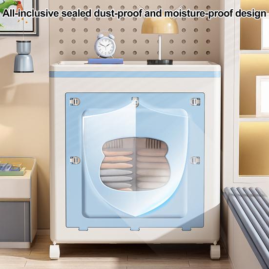 Yousheng Stackable Storage Bin with Lid Foldable Storage Box with Door And Casters Collapsible Rolling Organizer for Bedroom Closet Living Room