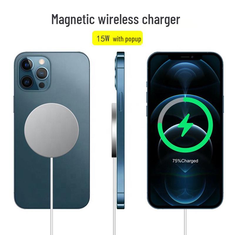 15W MagSafe Magnetic Wireless Charger, Type-C Fast Charging for Apple Phones (US/EU Standard)