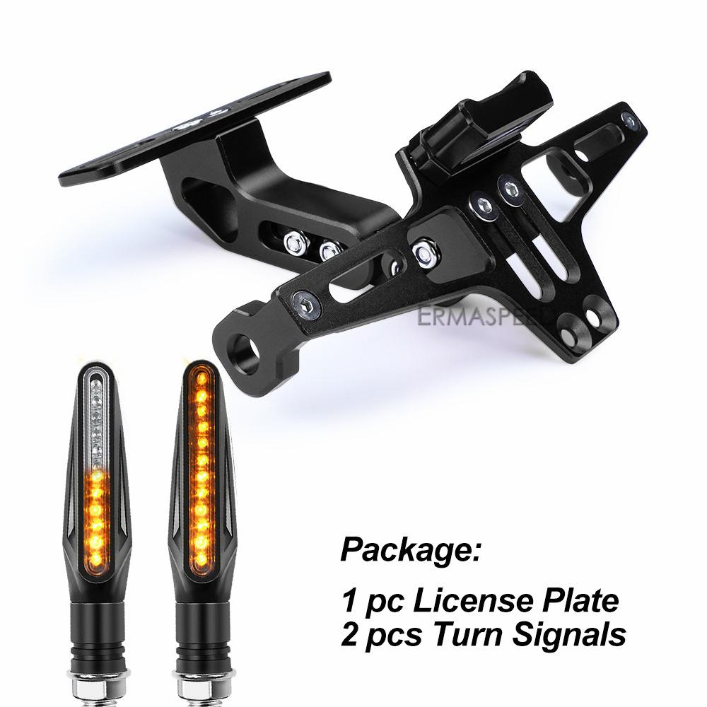 Universal Motorcycle License Plate Bracket Fender Eliminator Kit With Led Light For Motorbike Z750 Z900 Z1000 ER6N ZX6R