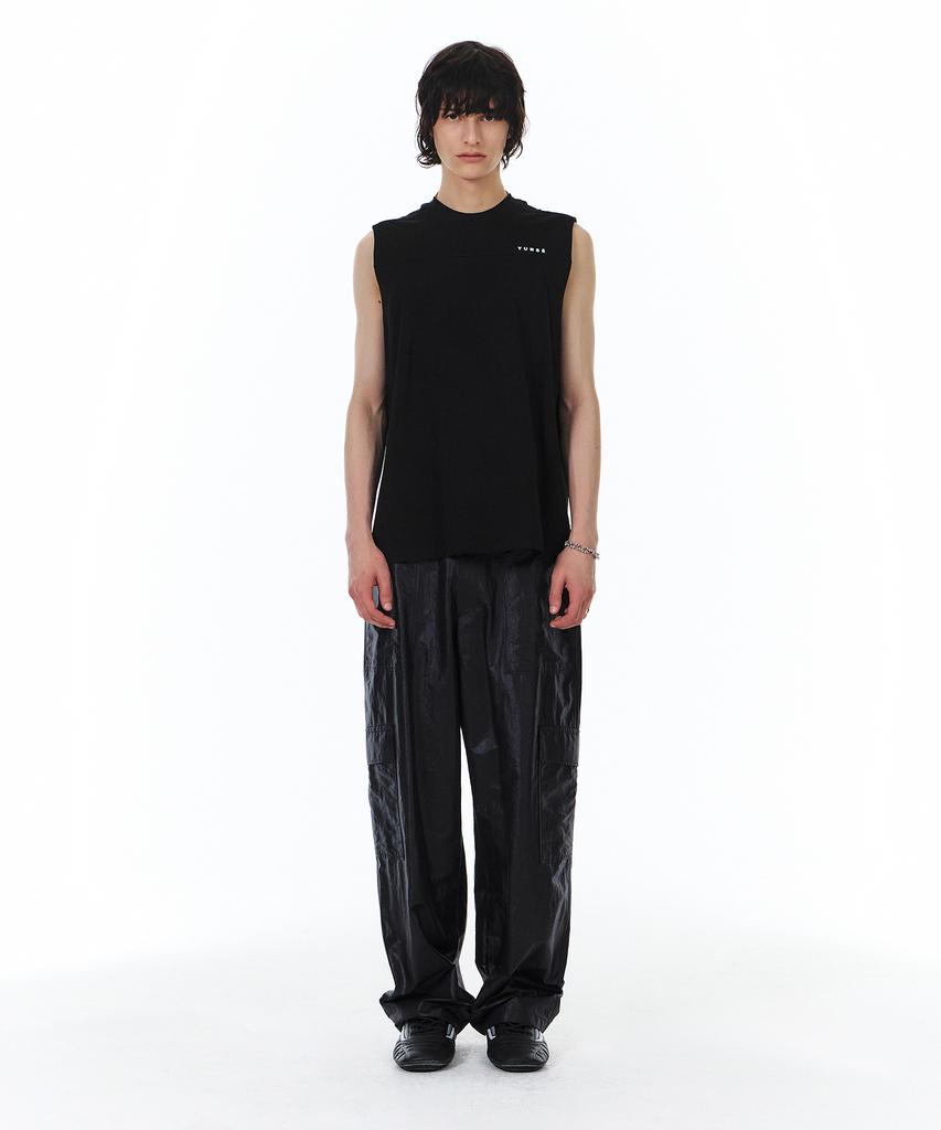 Yunse [Unisex] Glossy Cargo Pants (Black)