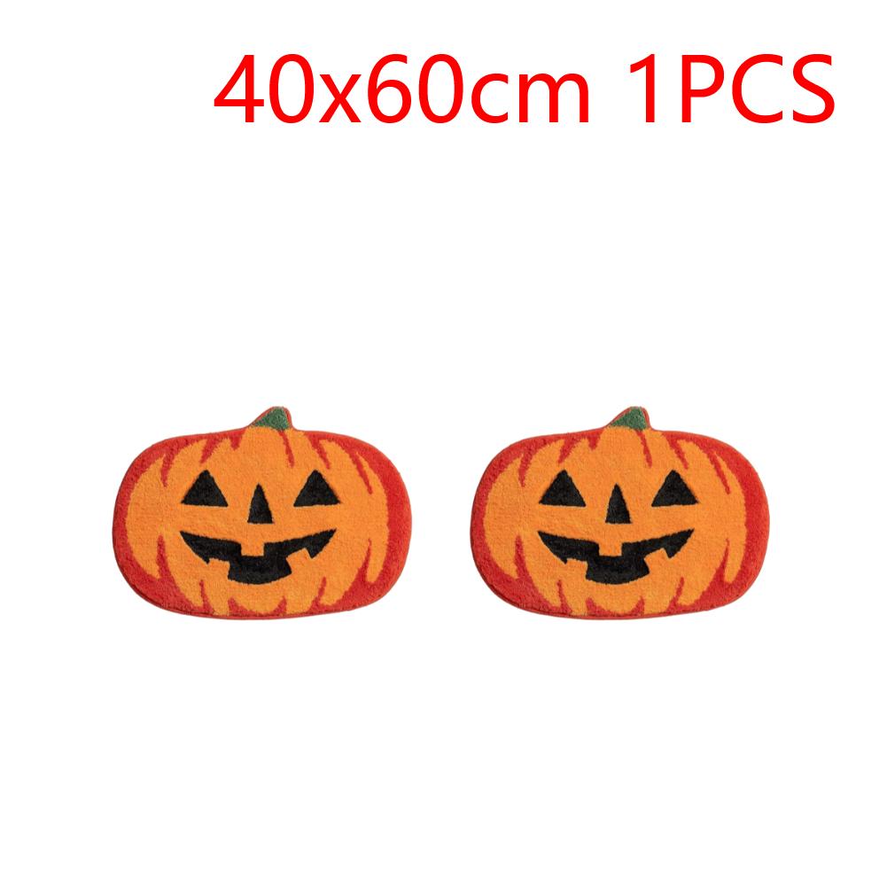 Halloween Pumpkin Cashmere Door Mat Plush Thickened Bathroom Carpet Absorbent Bathroom Mat for Entrance Bedroom Kitchen Bathroom