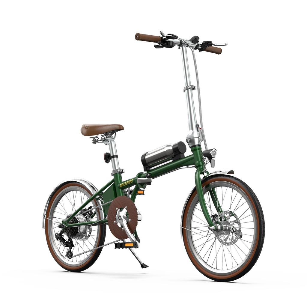 OT02PRO, rosso/verde, potenza motore 250W, 36V, batteria staccabile 5.2AH, pneumatici 20*1.35 pollici, bicicletta elettrica da città, velocità massima 25KM/H