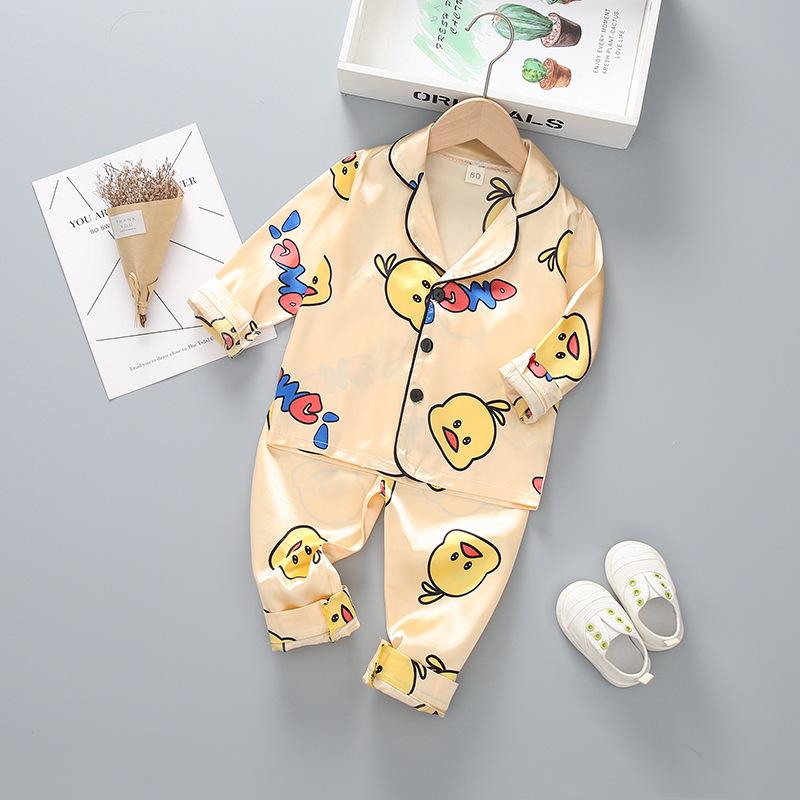 Conjunto de Pijama Infantil de Algodón Seda de Dibujos Animados