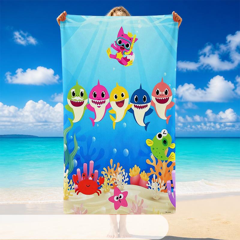 Quick Dry Beach Towel Baby Shark Pattern, Lightweight Absorbent Towel for Pool Beach Vacation Use
