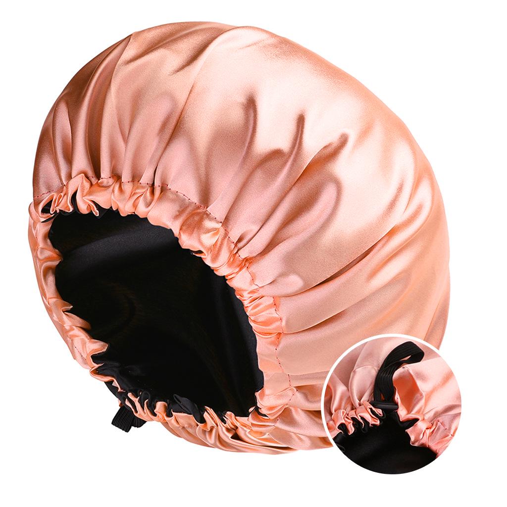 2024 Fashionable Double-Sided Satin Sleep Cap for Women - Elastic, Stylish Hair Protection with Button Design