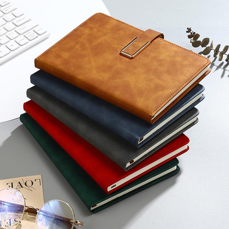 A5 Notepad Notebook Gift Set with U-Shaped Buckle, Leather Surface, Custom Logo for Business Meetings