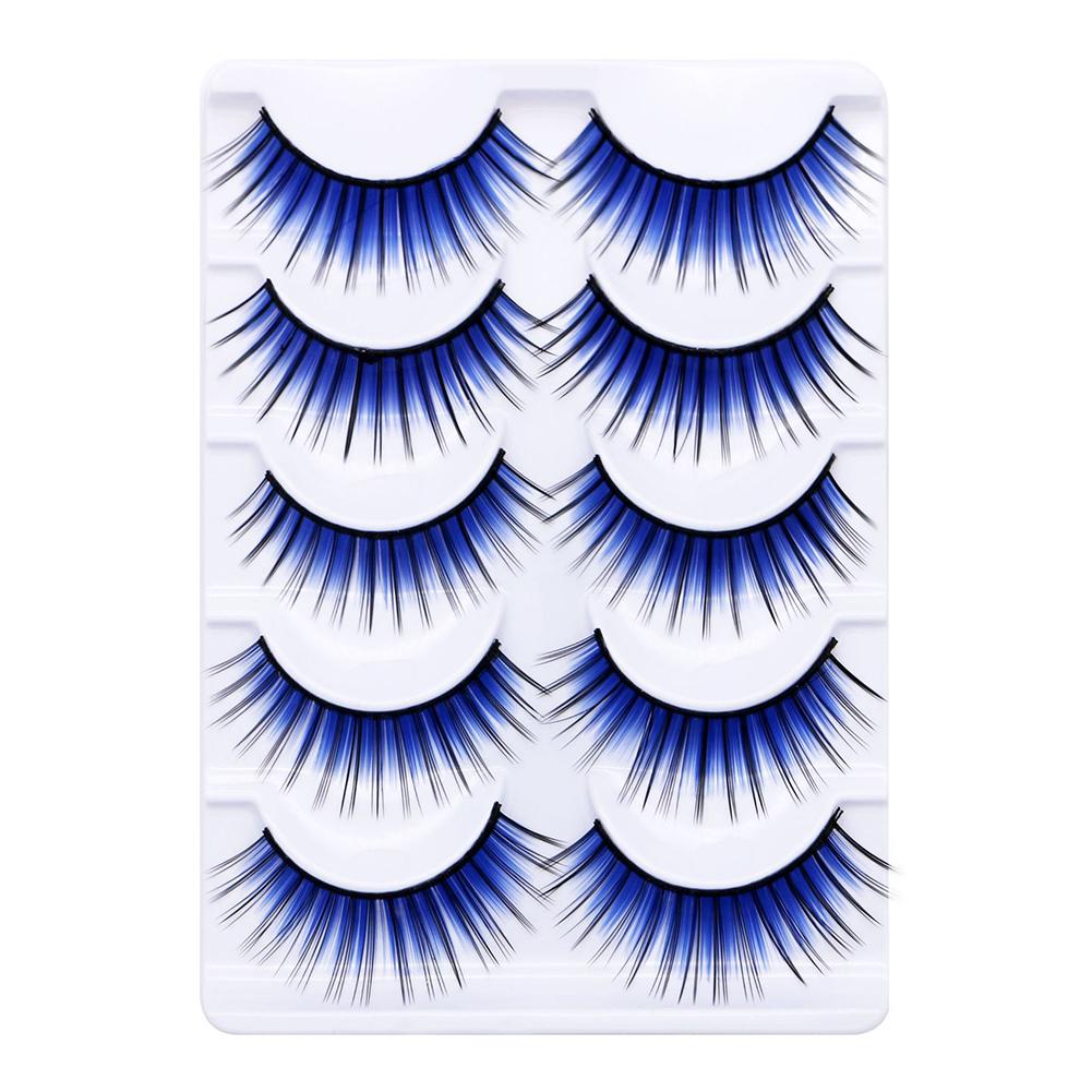 

Легко для красоты сценический макияж Длинные ресницы Толстые поддельные вечерние ресницы синий