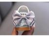 2025 Spring/Summer Girls' Rhinestone Bow Soft Sole Korean Style Leather Sandals