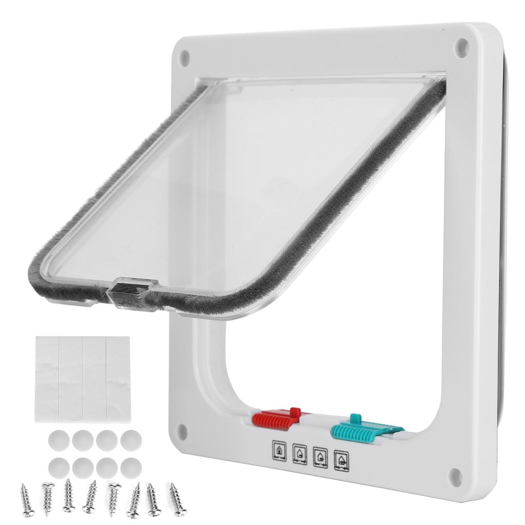 Cat Lock Security Flap Door Cat Flip Door Plastic Small Pet Gate Household Pet SuppliesWhite L