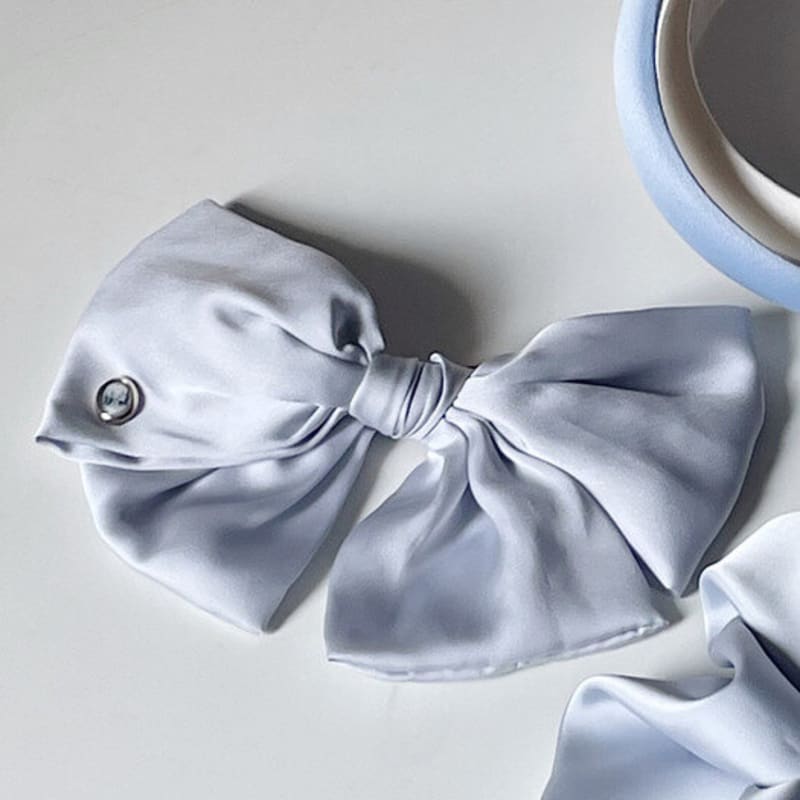 oar Cameo Big Ruffle Ribbon Hair Barrette [AiryBlue]