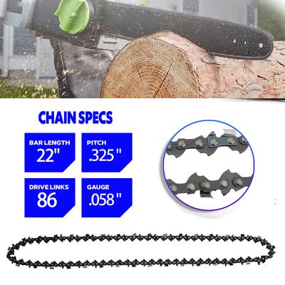 22 Inch 86 Drive Links Gasoline Chainsaw Saw Chain 0.325" Pitch 0.058" Gauge Gasoline Chainsaw Chains Accessory Full Chisel