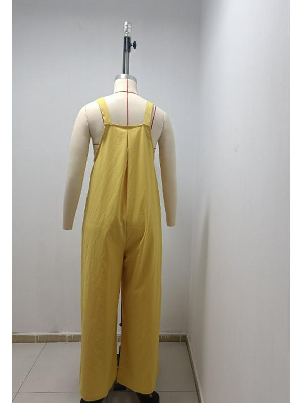 2024 Women's Ethnic Style Sleeveless Wide-Leg Button Jumpsuit