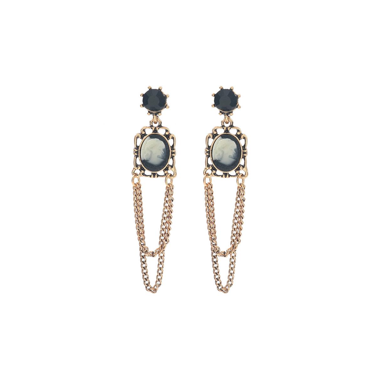 Exaggerated Chain Multi layer Tassel Beauty Head Earrings Bohemian Style Women s Fashion Earrings