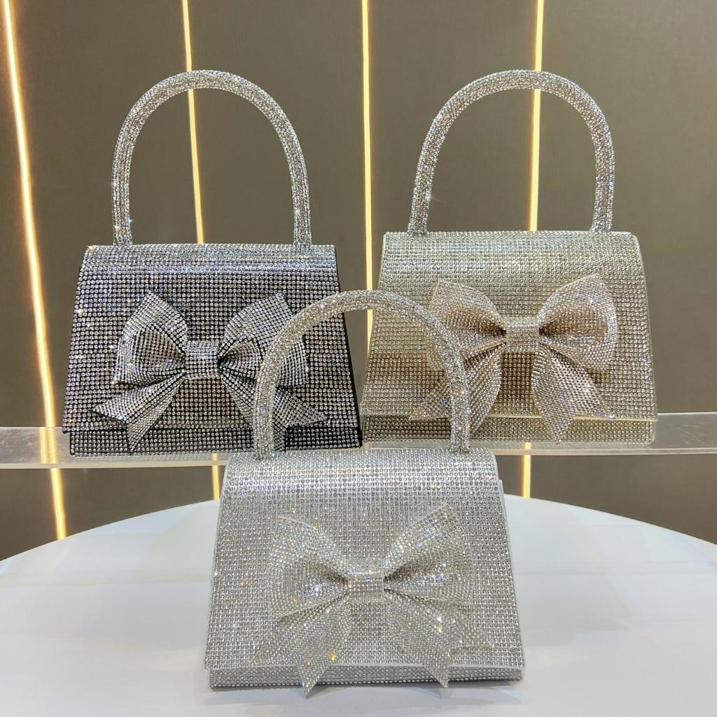 Bows Handbag, Evening Bag, Party Bag, Formal Dress Bag, Luxurious Handbag with A Slouchy Strap