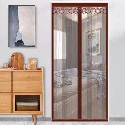 Magnetic Door Screen Mosquito-Proof Mesh Door Curtain with Magnets Automatic Closing Door Net with Storage Belt for Balcony Bedroom