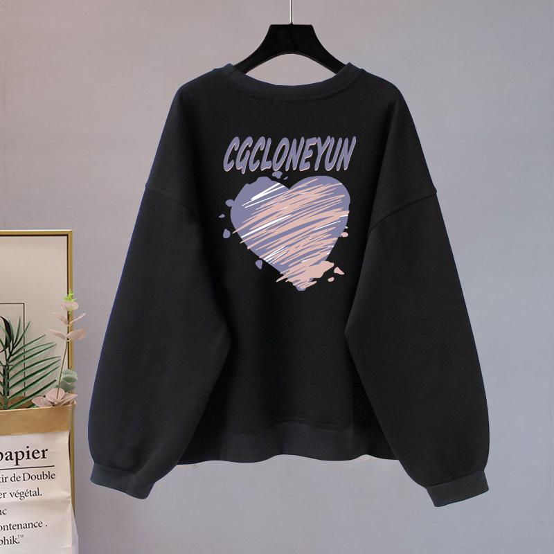 

Женская толстовка с круглым вырезом в стиле ретро, осенне-зимняя, бархатная, утолщенная, свободная куртка 4XL чёрный