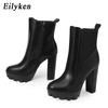 Fashion High Quality High Heels Fashion Women Ankle Boots Autumn Winter Thick Platform Slip On Street Style Ladies Shoes Luxury Boots
