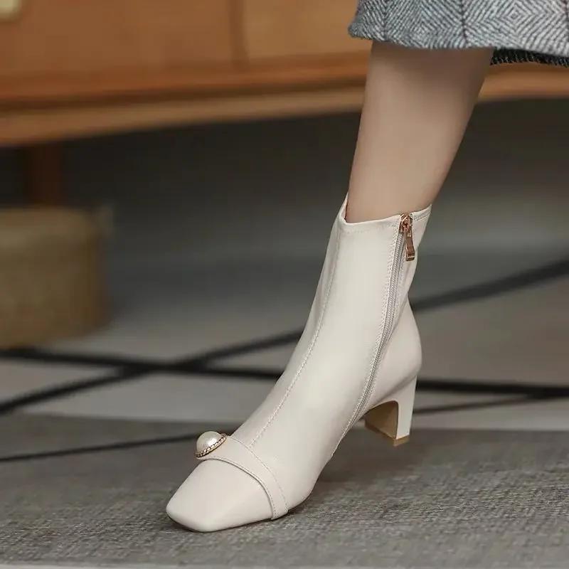 Fashion Booties Very High Heels Ankle Boots for Women Heeled Solid Color Elegant Fashion 2024 Spring Large Size Warm Woman Short Shoes