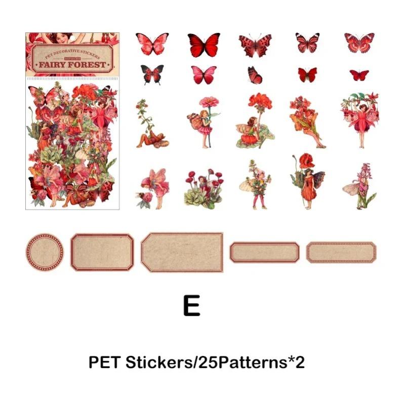 50pcs/pack Butterfly Fairy PET Stickers DIY Scrapbooking Planner Collage Stationery Aesthetics Decor Flower Stickers