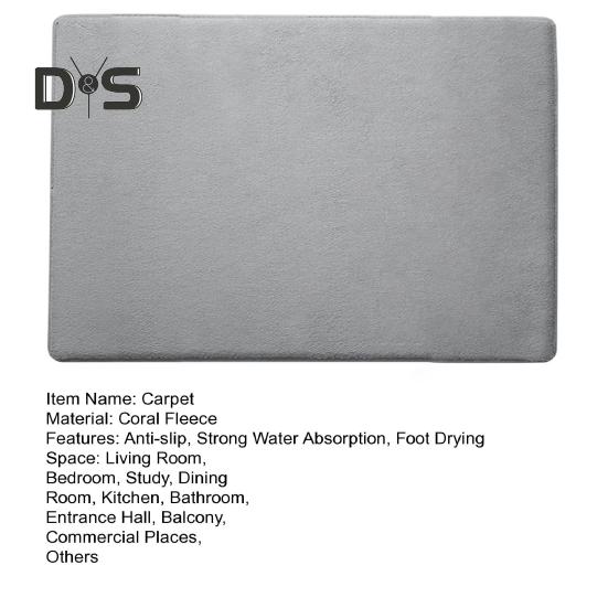 Doormat Oblong Shape Anti-slip Strong Water Absorption Thickened Memory Foam Foot Drying Indoor Entrance Door Mat Living Room Kitchen Bathroom