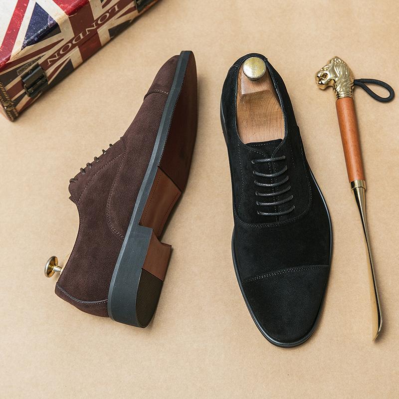 Three joint leather shoes spring and autumn business dress free lace-up trend fashion low-top unit with leather shoes